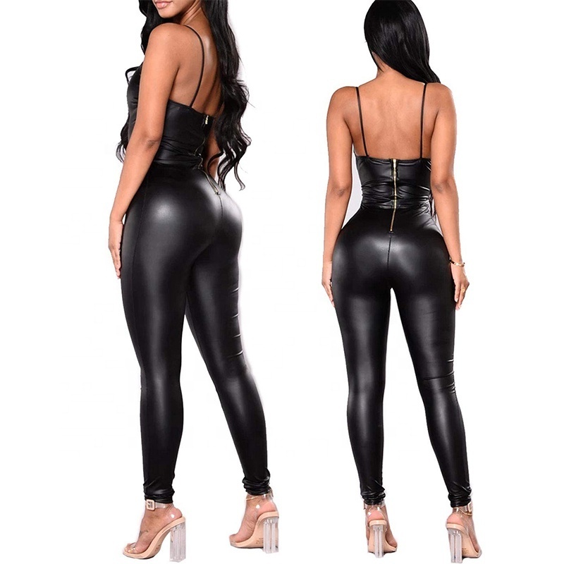 Womens Tight Spandex Jumpsuits Gold Leather Bodysuit Zipper Tights Black Cat Suit Red Romper Jumpsuit Latex Catsuit