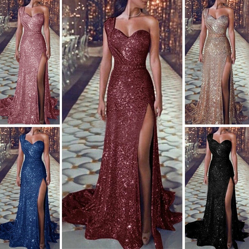 Womens Rose Gold Sequin Wedding Dresses Formal Long Sparkly Bridesmaid Bridal Evening Gowns Glitter Mermaid Clothes Prom Dress