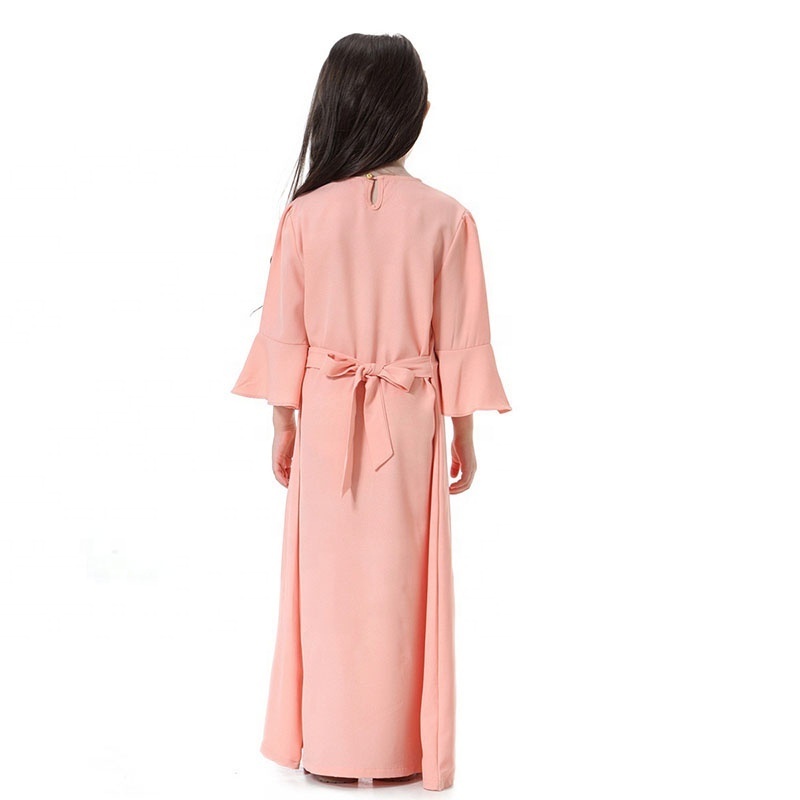 Islamic Clothing Kids Girls Dress Abaya Robe Dubai Long Thobe Flared Sleeves Children Jilbab Hijab Dresses Muslim Clothes