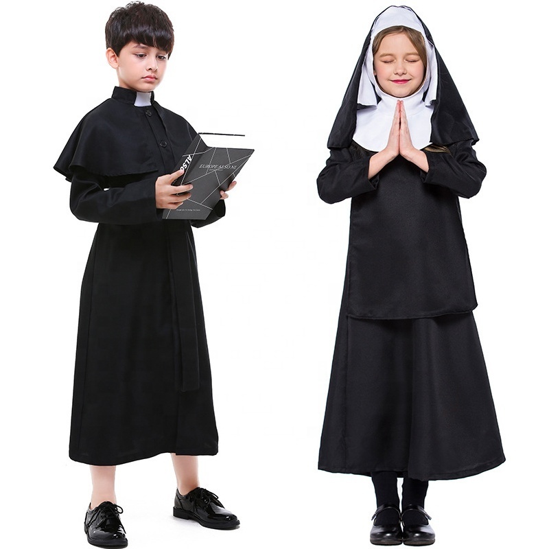 Halloween Performance Wear Religious Missionary Costume Priest Uniform Fancy Nun Dress Church Pastor Robes Medieval Clothing