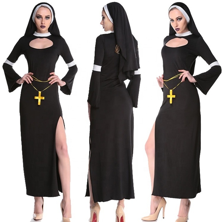 Halloween Performance Wear Religious Missionary Costume Priest Uniform Fancy Nun Dress Church Pastor Robes Medieval Clothing