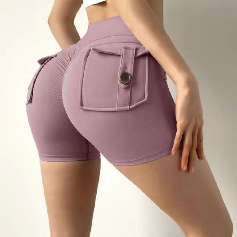 Womens Gym Shorts Back Pocket Scrunch Butt Lifting Booty Pants Ruched Hip Lift Sport Leggings High Waisted Workout Shorts