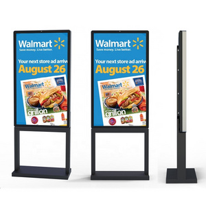 65" 4k outdoor thin bezel 3000cd/m2 waterproof triple display kiosk portable led lcd outdoor digital signage