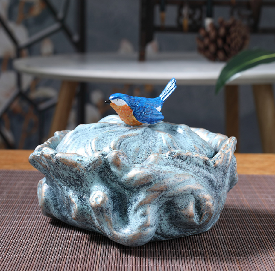 Household Items Modern Irregular Cyan Bird Cover Cool Ashtray