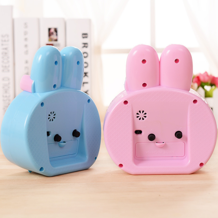 Cute Design Hot Selling Mini Children Pink Blue Rabbit Kids Alarm Clock