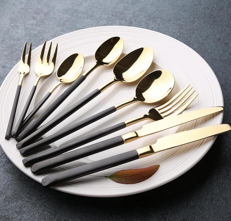 Custom Black Tea Spoon Food Grade Dessert Spoon Unbreakable Dinner Set