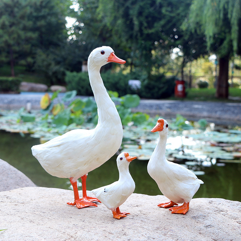 Pastoral Country Big White Goose Farm Animal Toys Figures Home Decor The Luxury