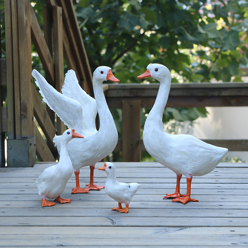 Pastoral Country Big White Goose Farm Animal Toys Figures Home Decor The Luxury