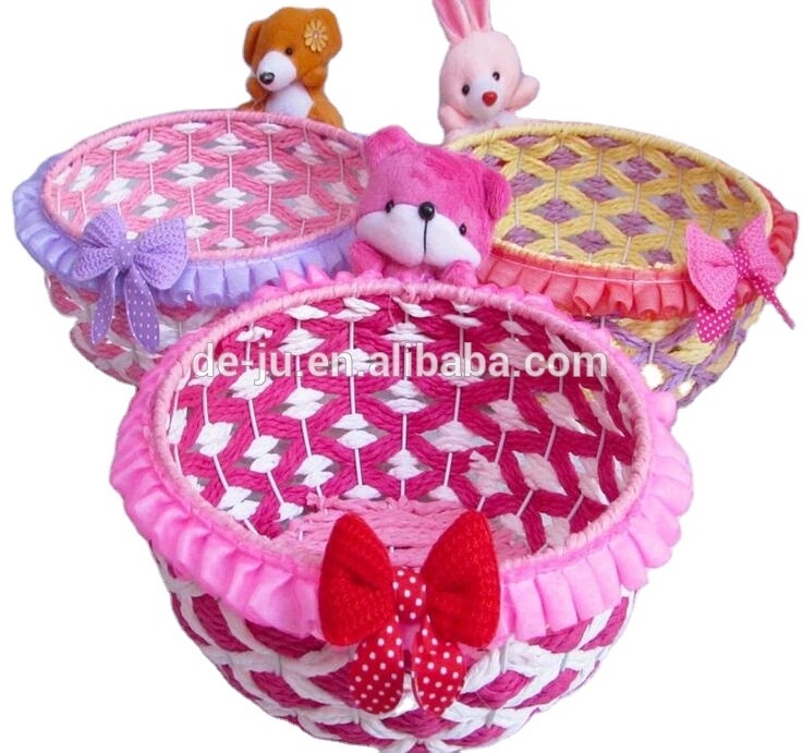 Promotional Products Wholesale Woven Basket Lace Round Sewing Paper Rope Baskets