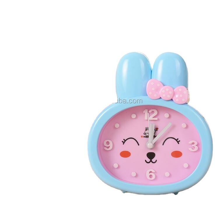 Cute Design Hot Selling Mini Children Pink Blue Rabbit Kids Alarm Clock