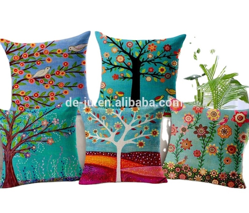 Wholesale Velvet Soft Square Throw Pillow Cover Oil Painting Sofa Cushion Covers