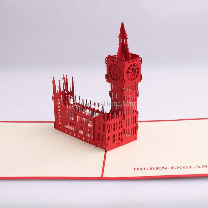 New Design Invitation Cards Laser Cut 3d Famous Building Custom Pop Up Greeting Cards