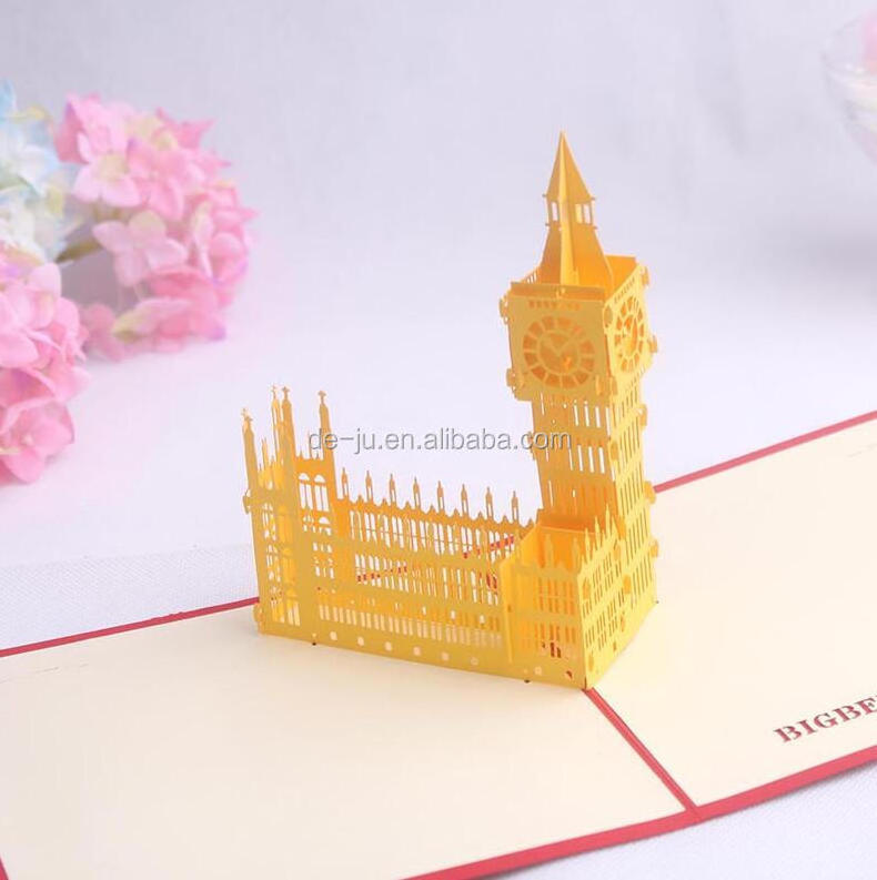 New Design Invitation Cards Laser Cut 3d Famous Building Custom Pop Up Greeting Cards