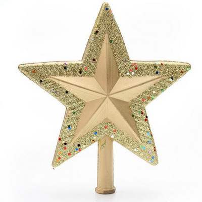 Custom Christmas Decoration Supplier Golden Glitter Tree Top Christmas Star