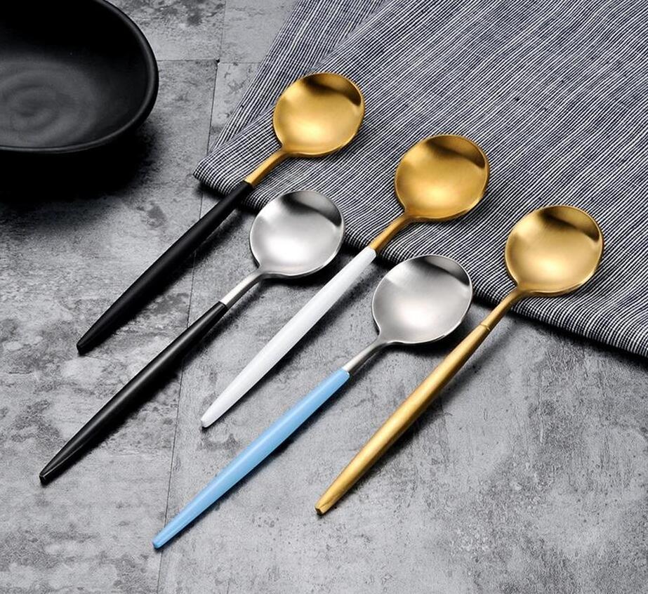 Custom Black Tea Spoon Food Grade Dessert Spoon Unbreakable Dinner Set