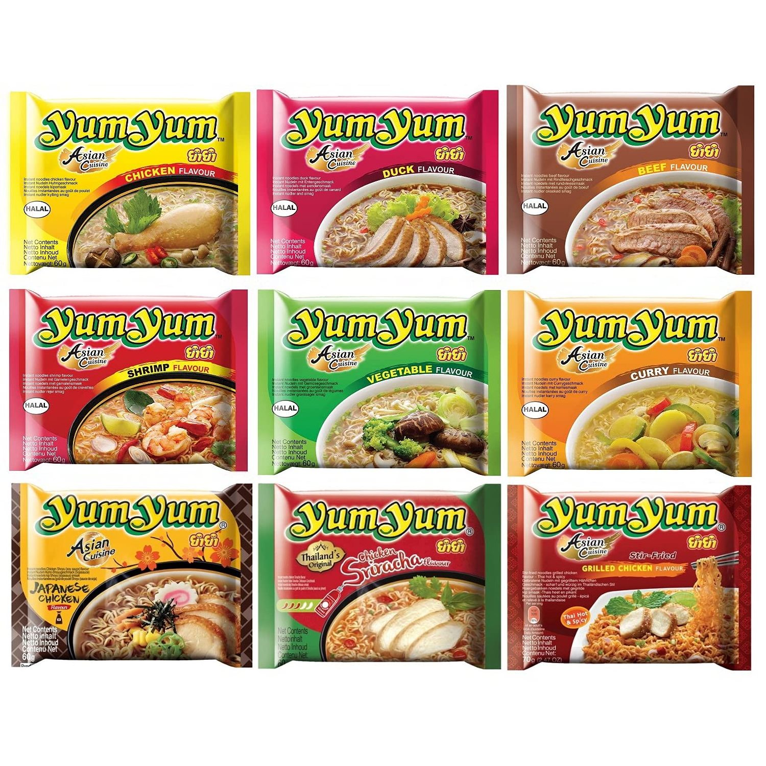 Yumyum Thailand Instant food Noodle vinegar-pepper Shrimp Soup Instant Noodles