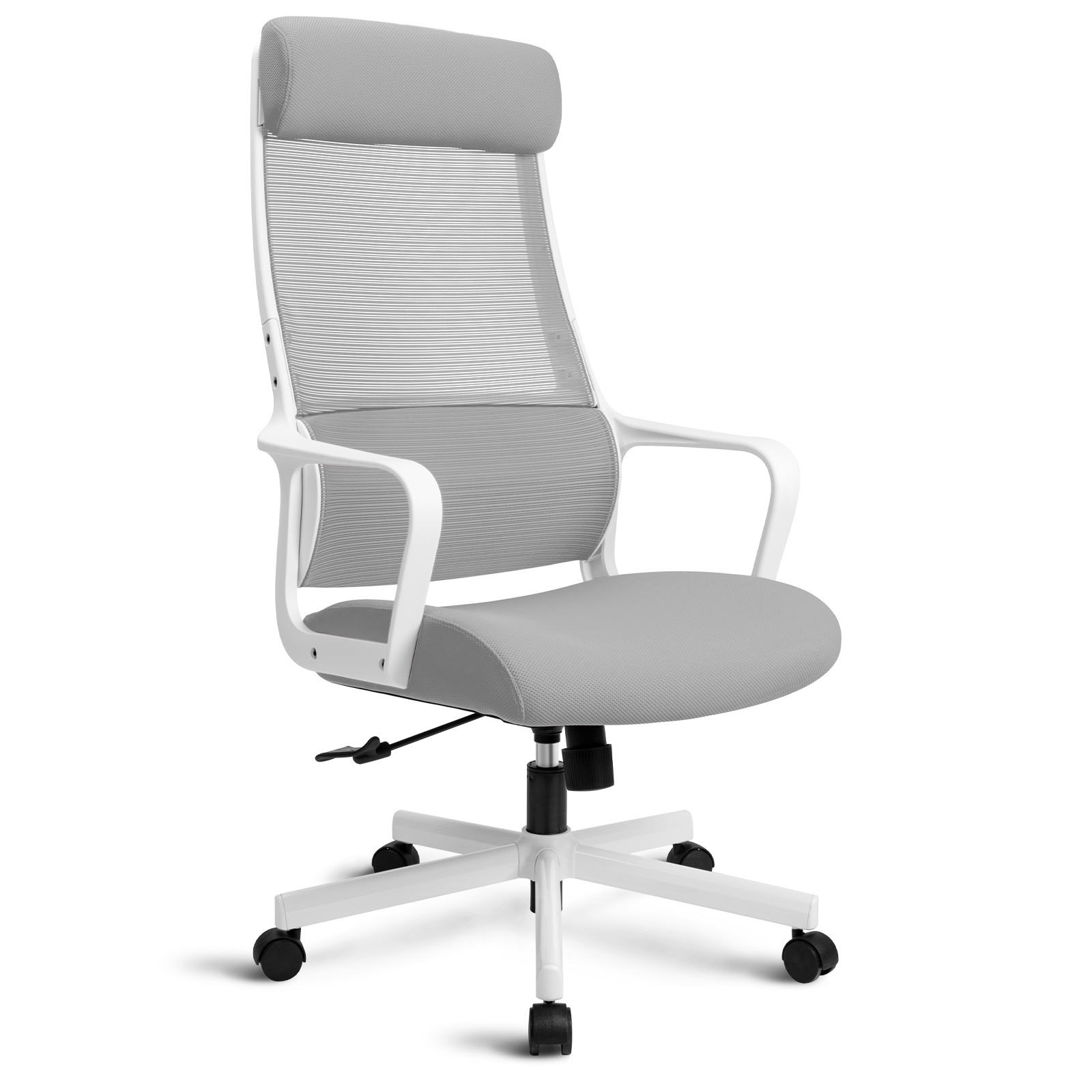 EFU-F007 Modern Office Furniture Chair Mesh Seat Chromed Swivel Base Five Wheels Adjustable Office Chair With Armrest