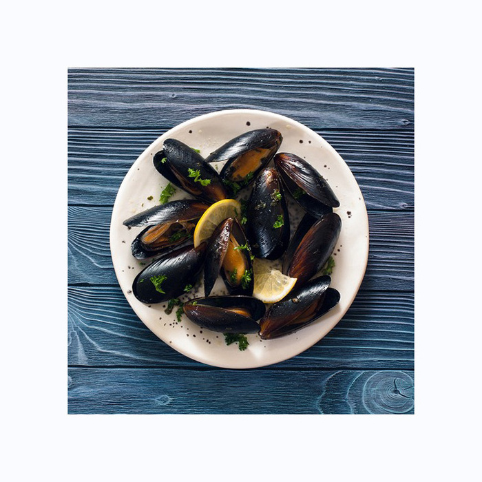 Frozen half mussels blue mussel shells with meat high quality