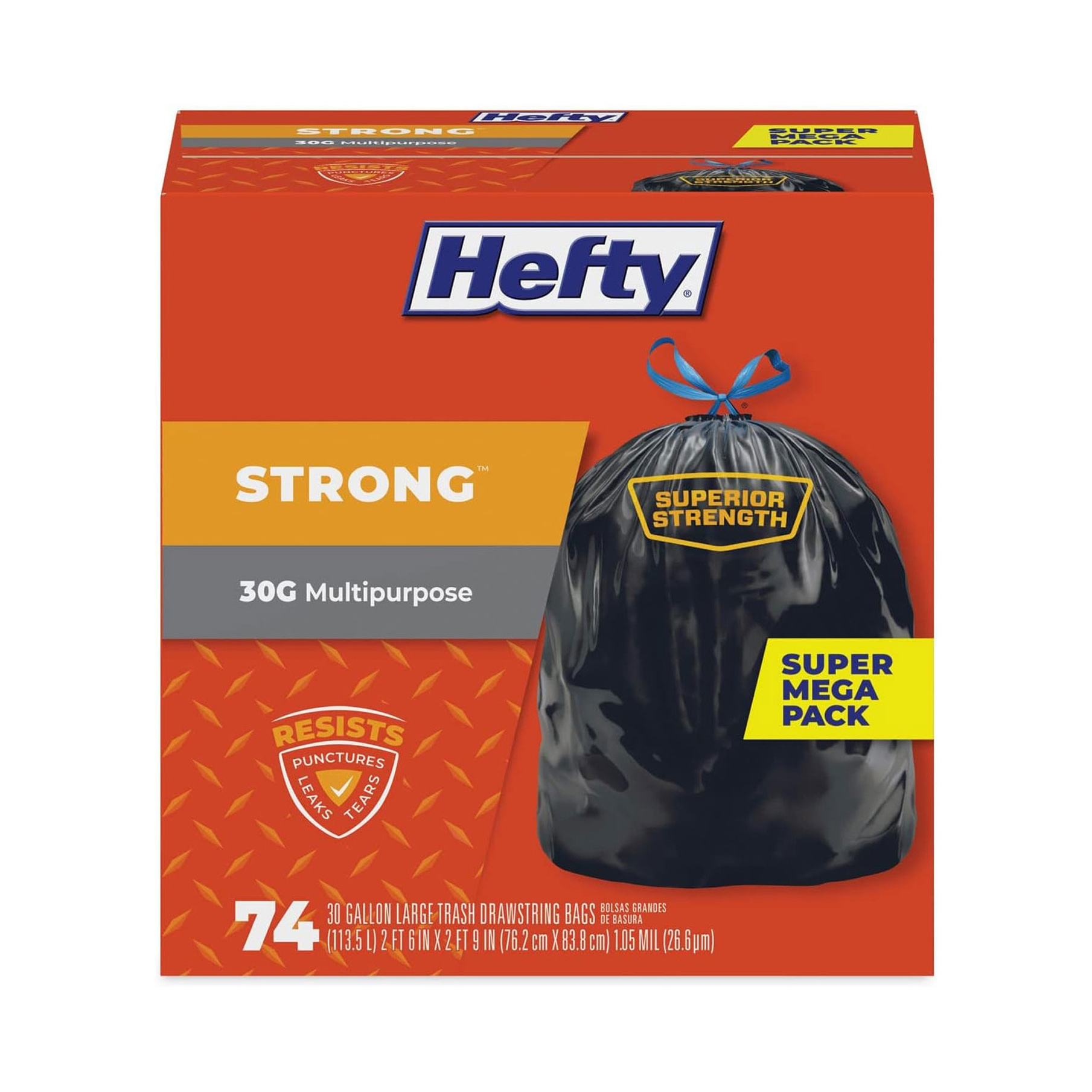 Premium Ultra-Strong Tall Kitchen Trash Bags, 30 gal, 30 x 33, Black - Wholesale Carton of 222 Bags