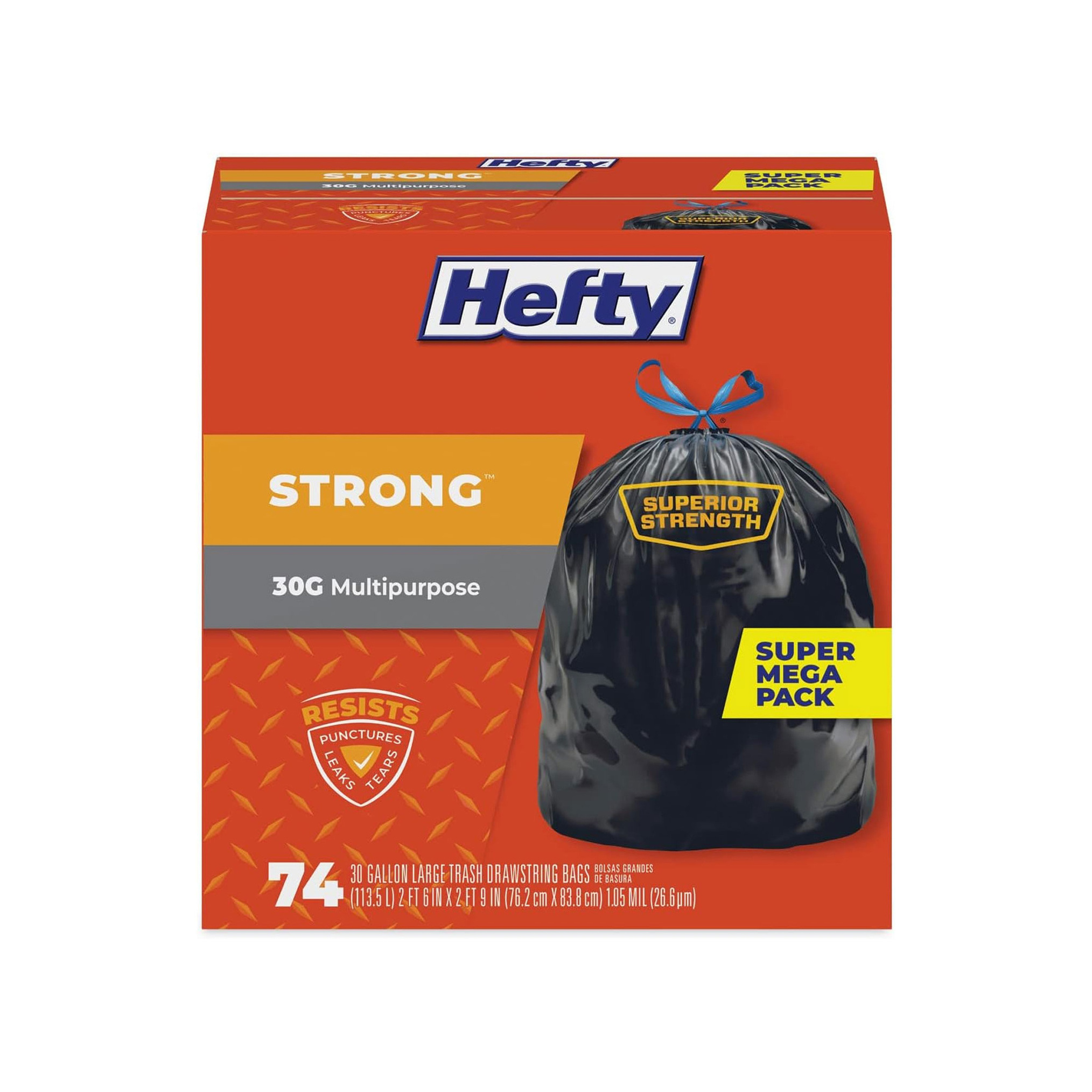 Premium Ultra-Strong Tall Kitchen Trash Bags, 30 gal, 30 x 33, Black - Wholesale Carton of 222 Bags