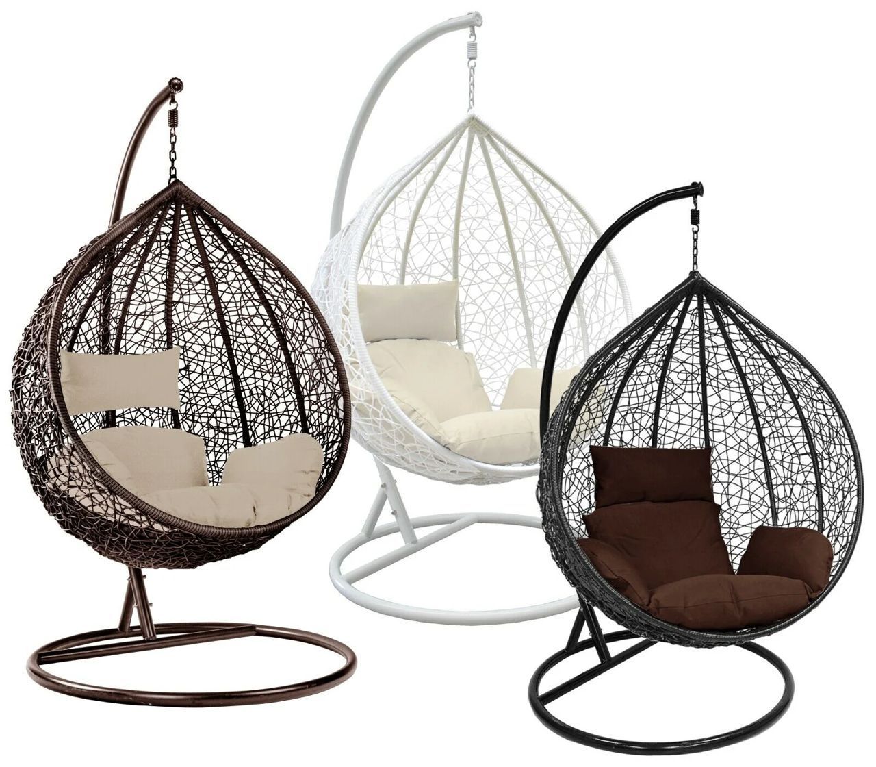 Top Quality Wholesale indoor outdoor patio rattan wicker hanging egg swing chair with metal stand garden furniture swing chair