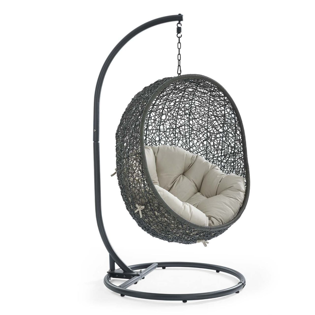 Top Quality Wholesale indoor outdoor patio rattan wicker hanging egg swing chair with metal stand garden furniture swing chair