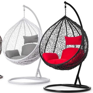 Wholesale indoor outdoor patio rattan wicker hanging egg swing chair with metal stand for sell and fast delivery to usa europe