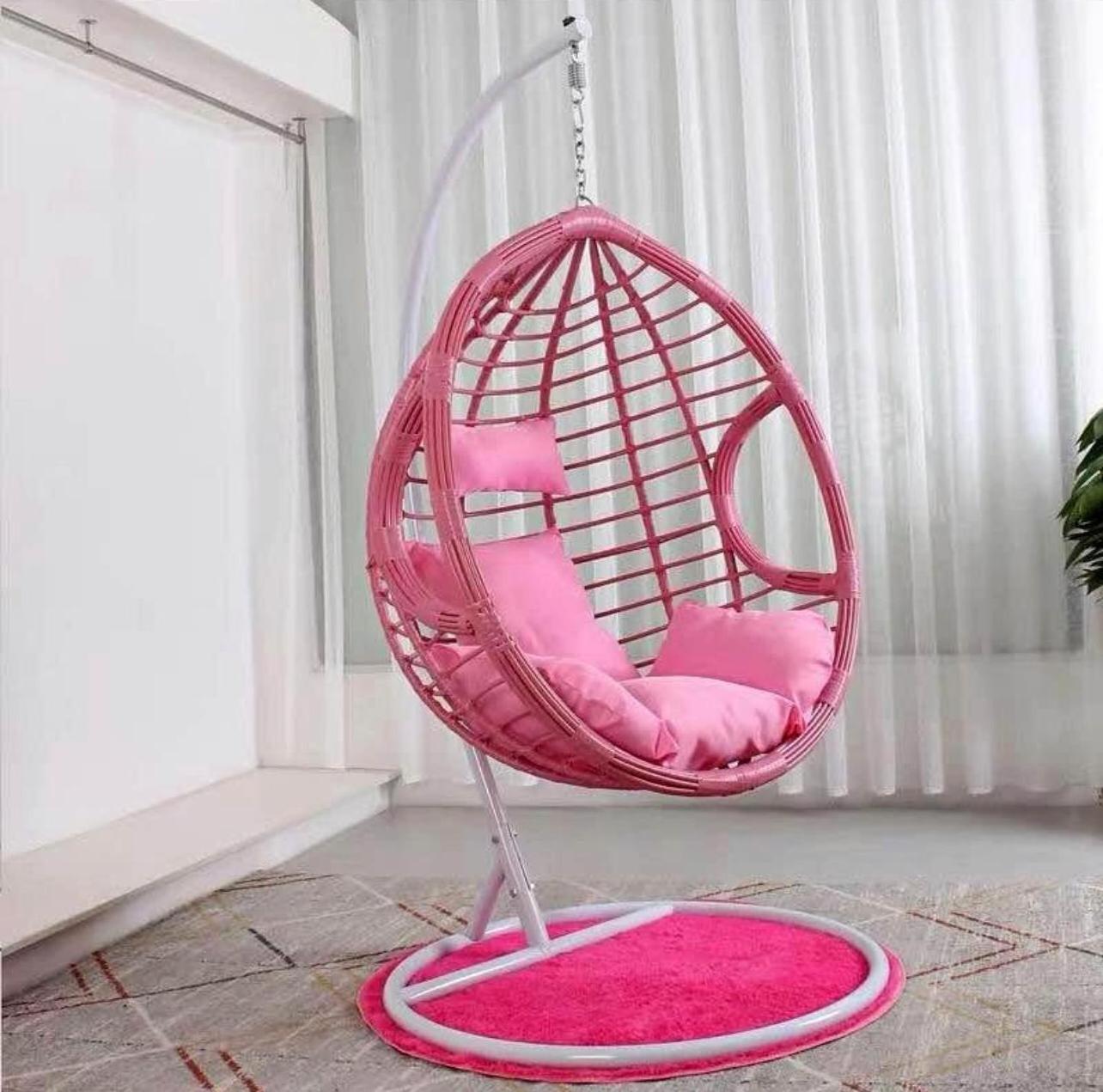 Wholesale indoor outdoor patio rattan wicker hanging egg swing chair with metal stand for sell and fast delivery to usa europe