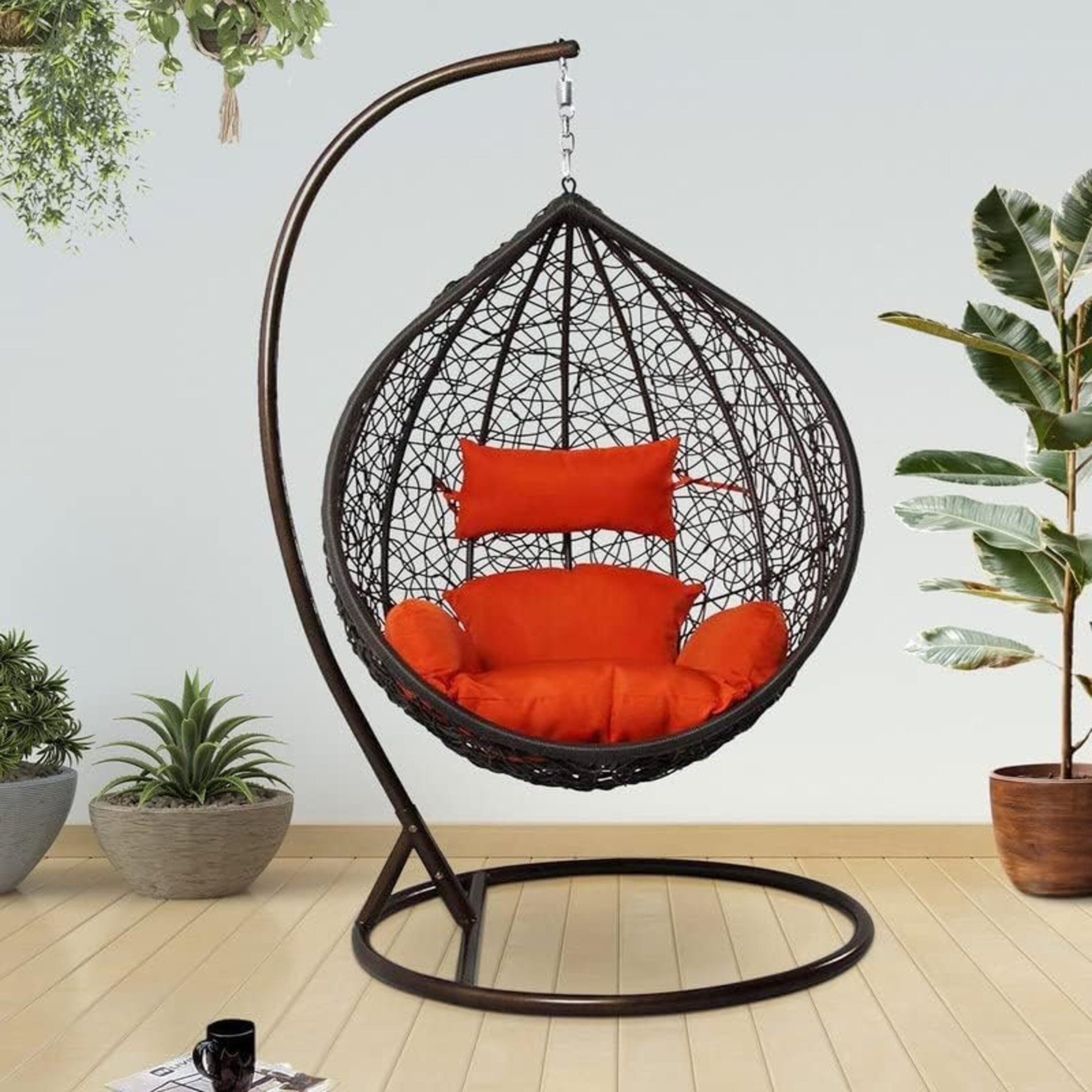 Buy Cheap Basket Steel Wicker Rattan Swing Seat Furniture Outdoor Patio Swing Chair Hanging Garden Swing Egg Chair With Stand