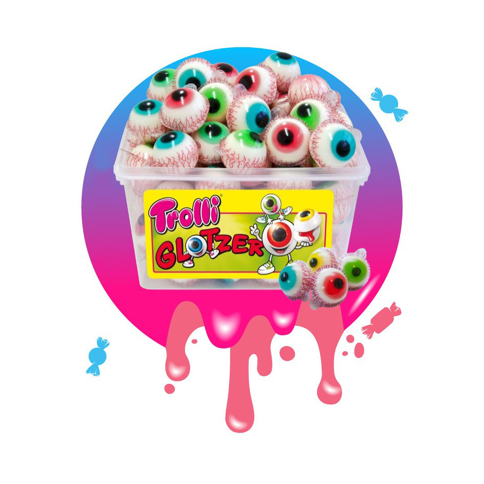 Trolli - Glotzer (Pop Eye) - 60 pcs Trolli GLOTZER Eye Balls Popeye sour candy (4ct) FREE SHIPPING