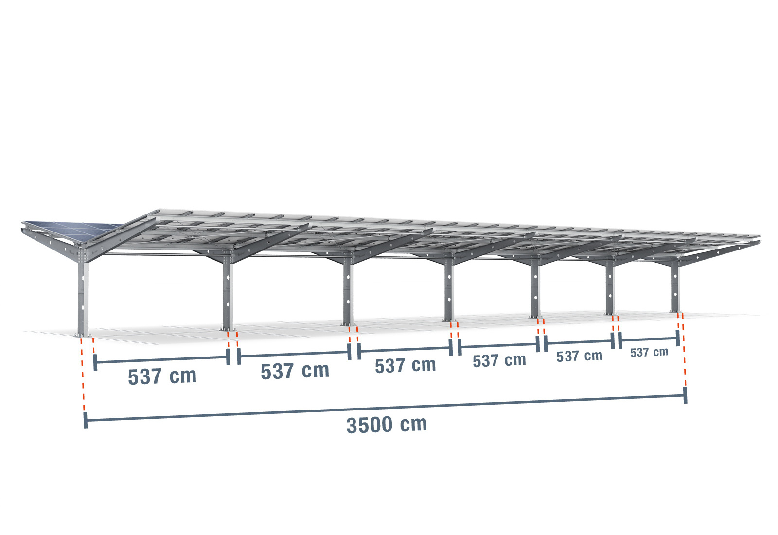 Soloport Brand PP24-G75600 Steel Structure Car Parking Shed Roof Design 6 Fields With 180 Solar Modules