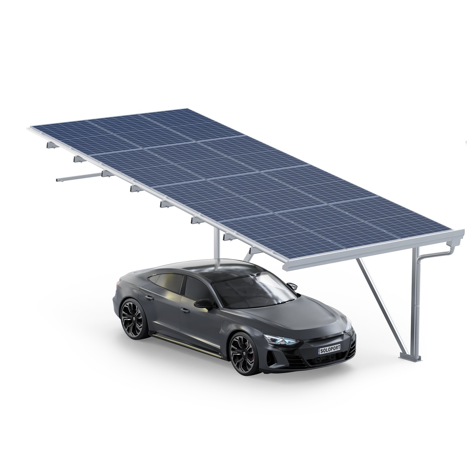 Soloport Brand Residential Solar Carport Extension Carport SPG5-A With Solar Panels And Rain Gutter Aluminum Structure