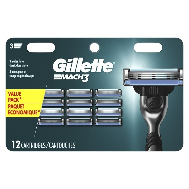 Gillette Mach3 Men's Razor Blades Refill Cartridges, 12 Ct