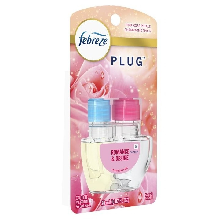 Febreze Odor-Fighting PLUG Air Freshener Oil Refill, Pink Rose Petals, (1) .87 fl. oz.