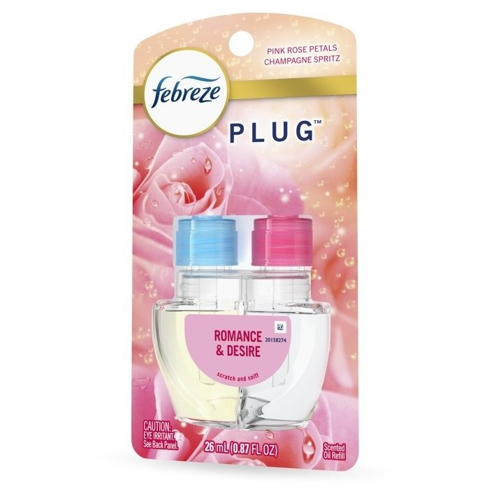 Febreze Odor-Fighting PLUG Air Freshener Oil Refill, Pink Rose Petals, (1) .87 fl. oz.