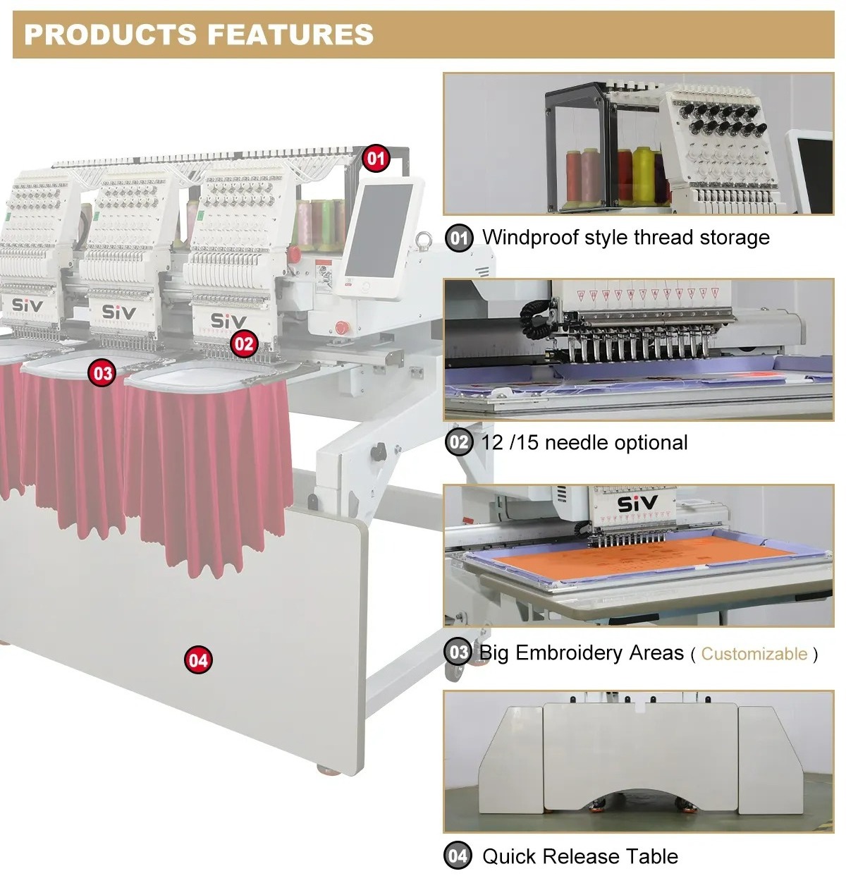 multi head 3 heads embroidery machine wholesale embroidery machine computerized embroidery machine for t-shirt