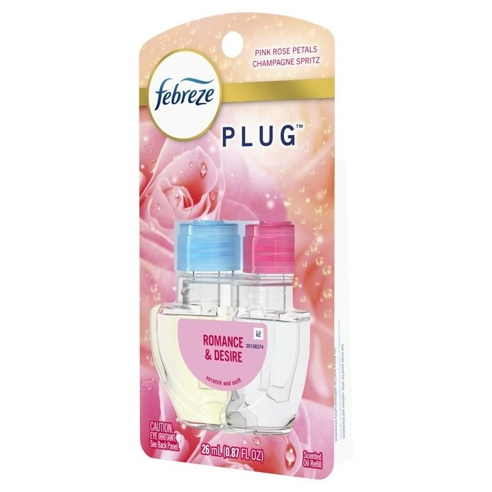 Febreze Odor-Fighting PLUG Air Freshener Oil Refill, Pink Rose Petals, (1) .87 fl. oz.