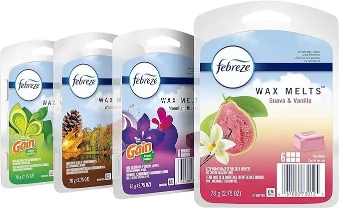 Febreze Wax Melts, Air Freshener and Odor Fighter, Variety Pack, 4 Packs, 6 Cubes Each