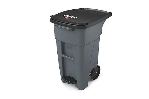 Rubbermaid Trash/Garbage Can/Bin with Wheels, 32 GAL, for Restaurants/Hospitals/Back of House/Warehouses/Home, Gray