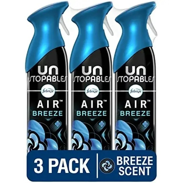 Febreze Air Freshener Spray, Unstopables Breeze Scent, Odor Eliminator For Strong Odor, 8.8 Oz (Pack Of 3)