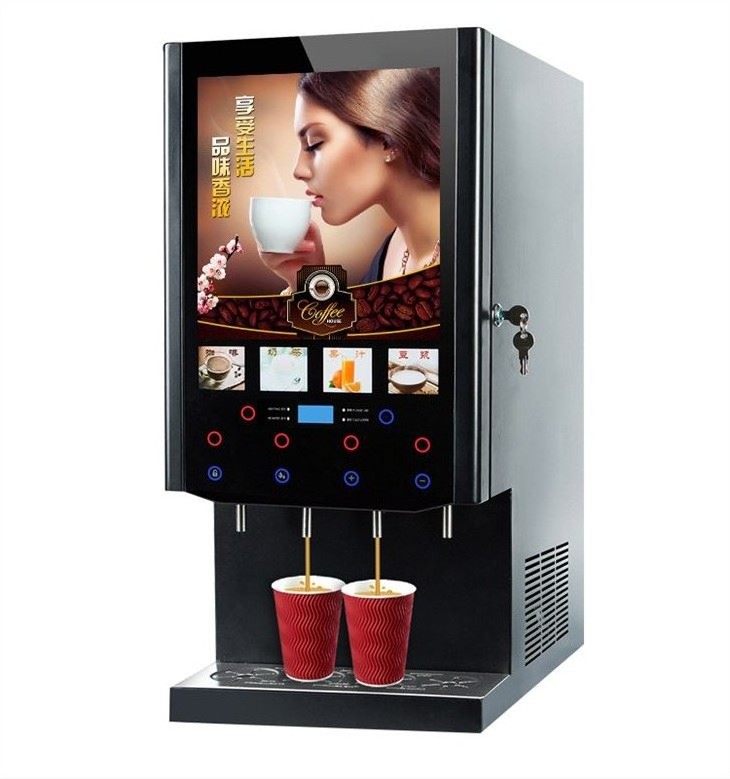 Fully Automatic 3 Drinks Instant Coffee Vending Machine For Business