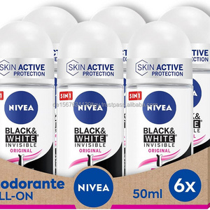 Nivea Black & White Original Roll-On Deodorant, 6 x 50 ml