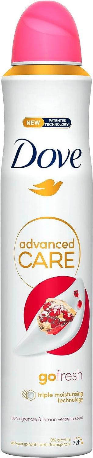 Dove Advanced Care Pomegranate and Lemon Deodorant 48-hour Protection Spray 200ml, pack of 6 Units