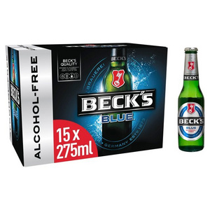 Beck's Blue 0 Percent Alcohol Free German Lager Beer Bottle, 24 x 275 ml