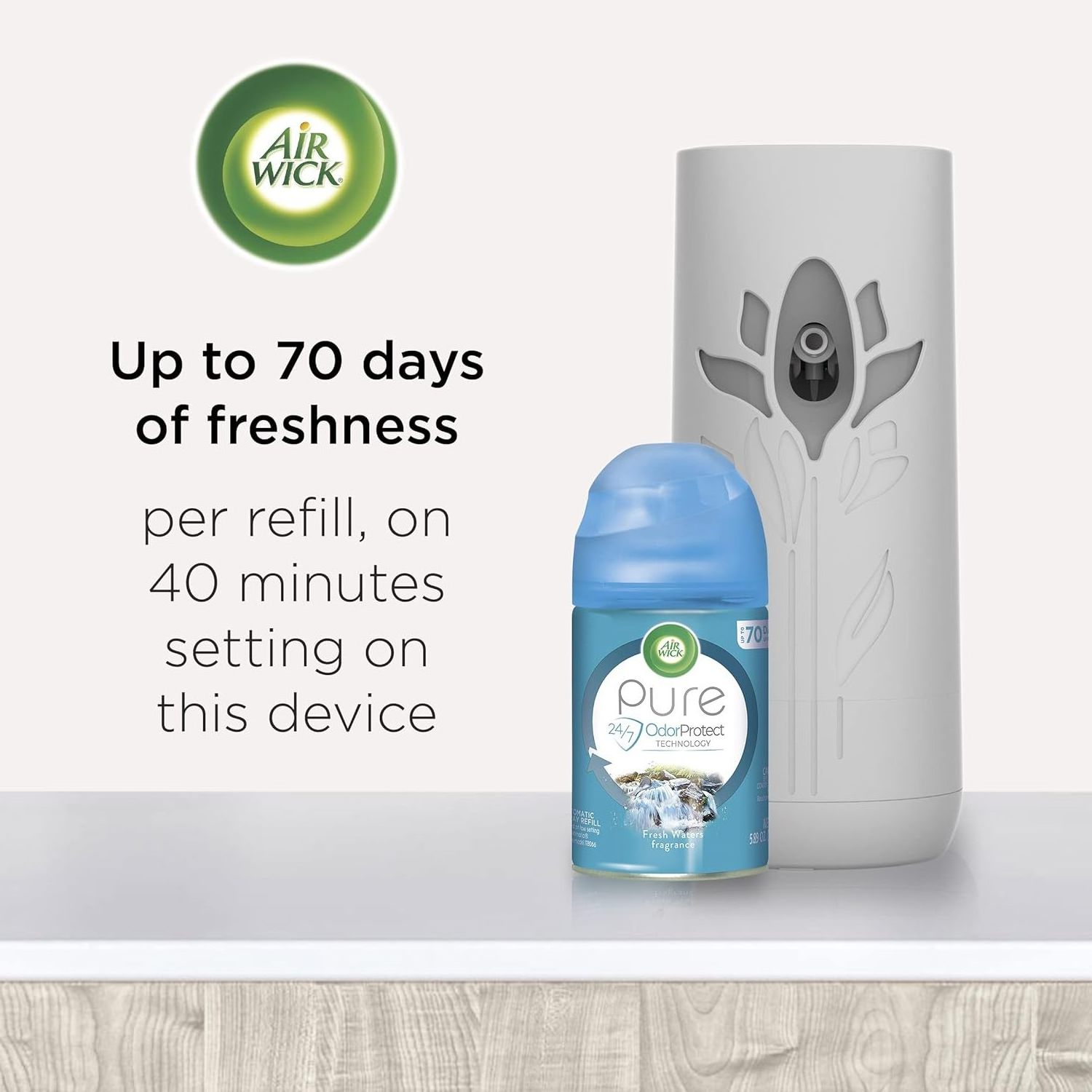 Air Wick Automatic Air Freshener Spray Refill,  Fresh Waters, Odor Neutralization, Essential Oils