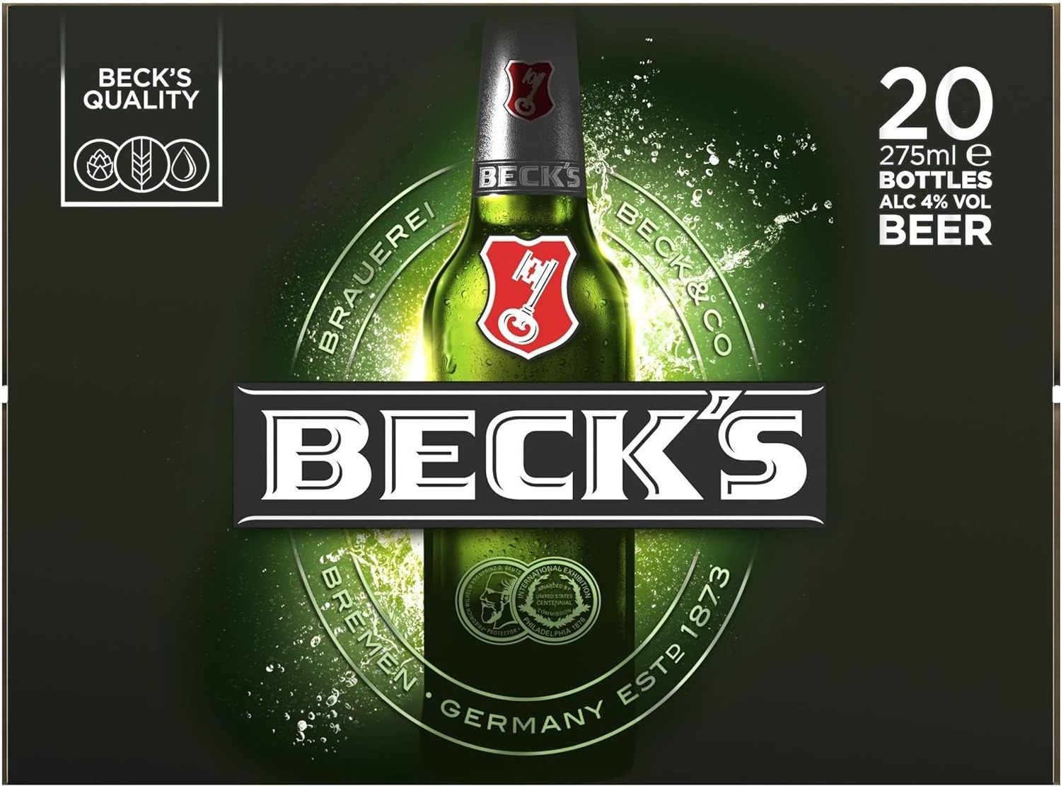 Beck's German Lager Beer Bottle, 20 x 275 ml