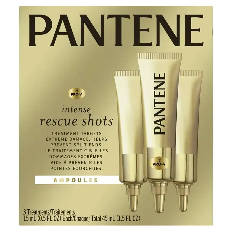 Pantene Rescue Shots Hair Ampoules Treatment, Pro-V Intensive Repair of Damaged Hair, 1.5 Fl Oz (Pack of 3)