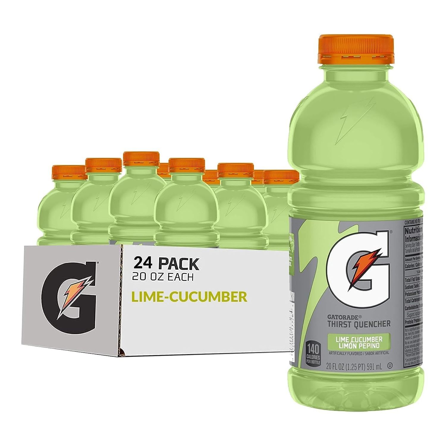 Gatorade Lime Cucumber Thirst Quencher Sports Drink | 20oz Bottles | 24 Pack | Electrolytes for Rehydration