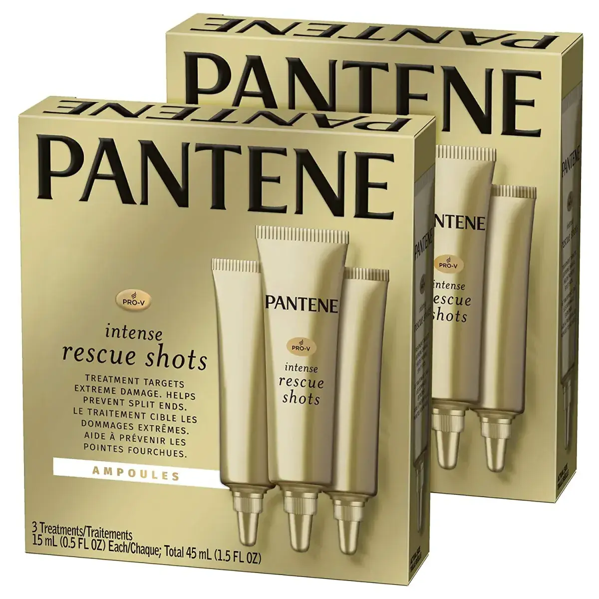 Pantene Rescue Shots Hair Ampoules Treatment, Pro-V Intensive Repair of Damaged Hair, 1.5 Fl Oz (Pack of 3)