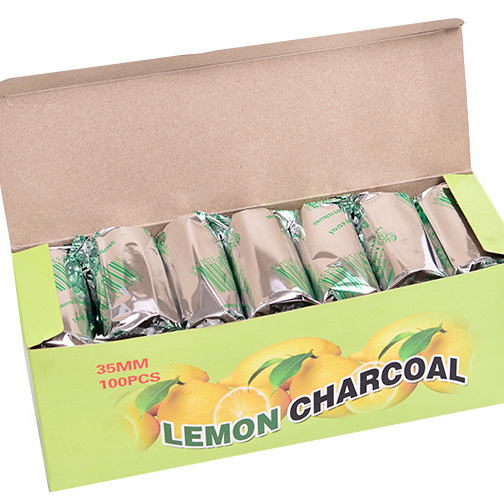 Factory cheap Quick Burning Hookah/shisha/Incense Round lemon charcoal 35mm